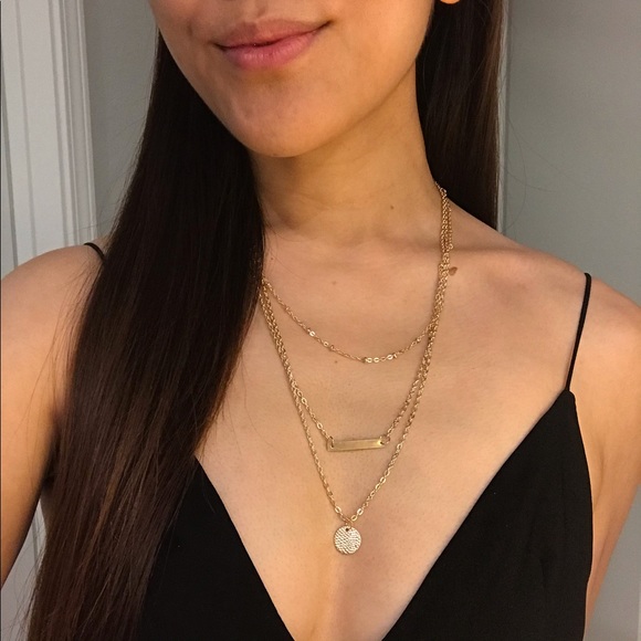 Lulu’s Bohemian 3-Tier Layered Indie Gold Necklace - Picture 3 of 8